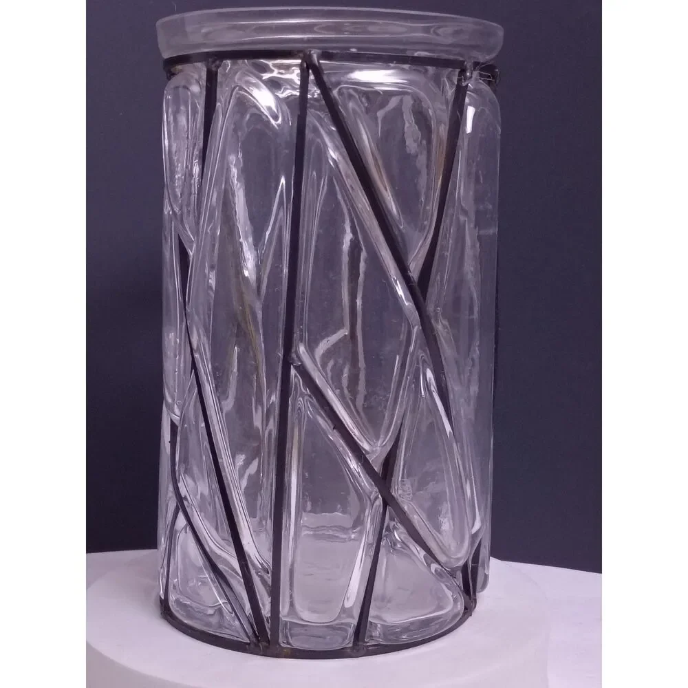 Geometric Molded Glass Industrial Style Farmhouse Everyday Vase - Picture 3 of 10